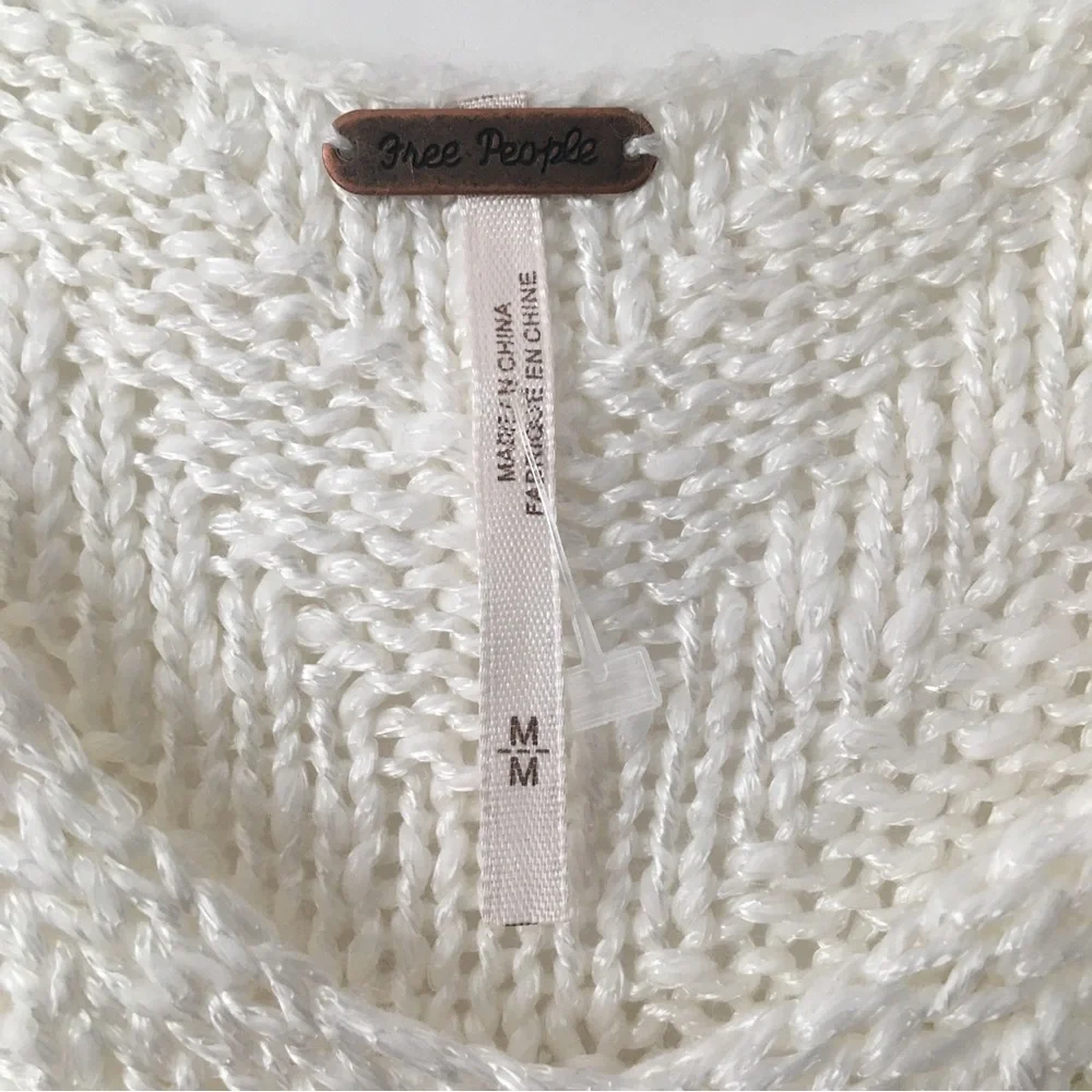 Free People Chevron Tank top Knit Sweater Ivory Size Medium - Picture 10 of 14